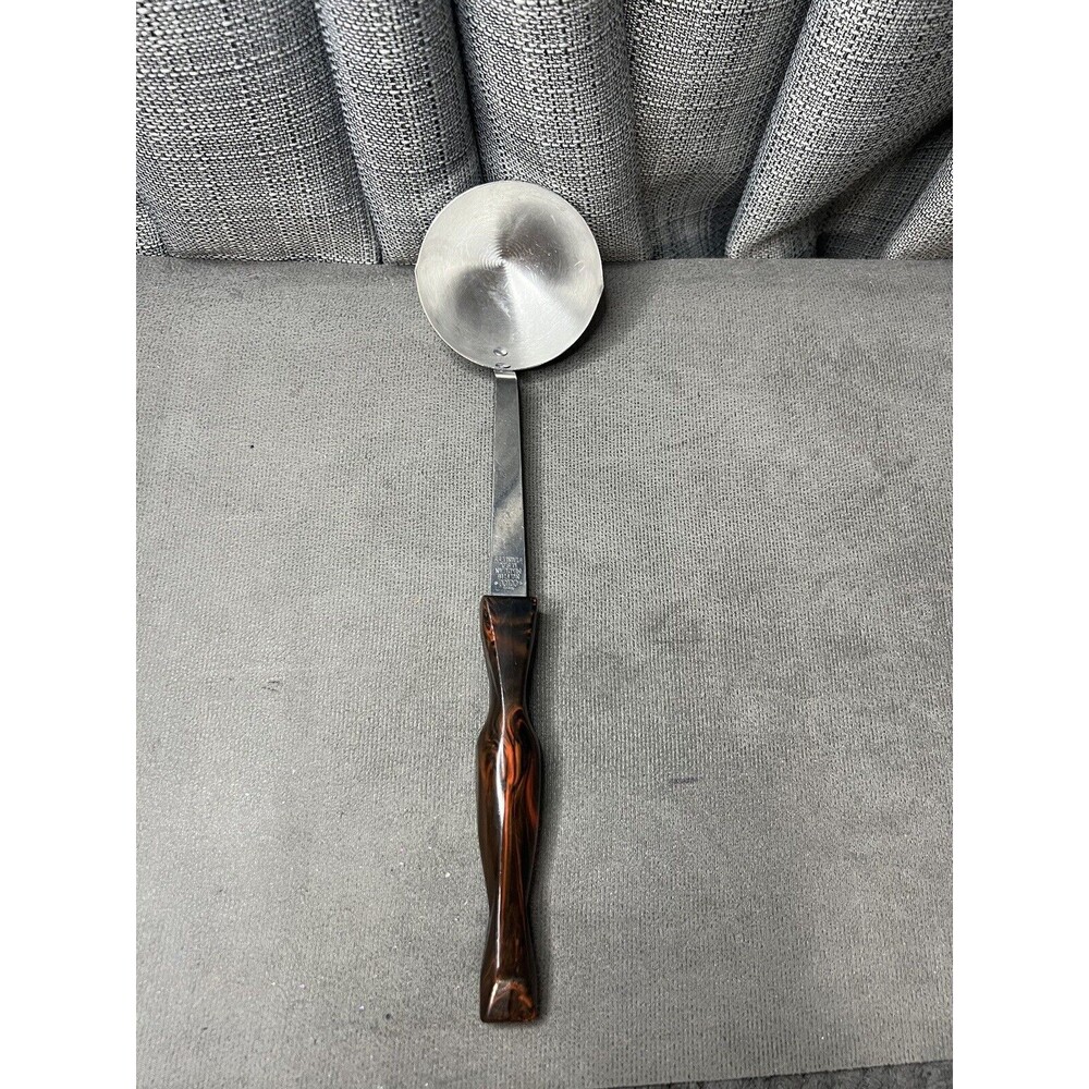 Vintage CUTCO Kitchen Tool Utensil Composite Brown Swirl Handle Ladle